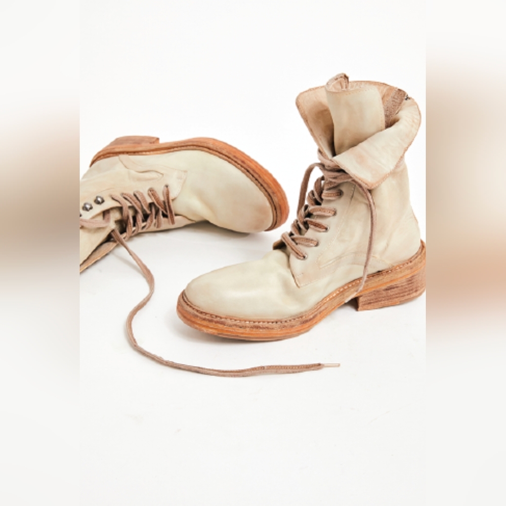 Free People Santa Fe Lace Up Eyelet Leather Boot NWOT Ecru 36 6
